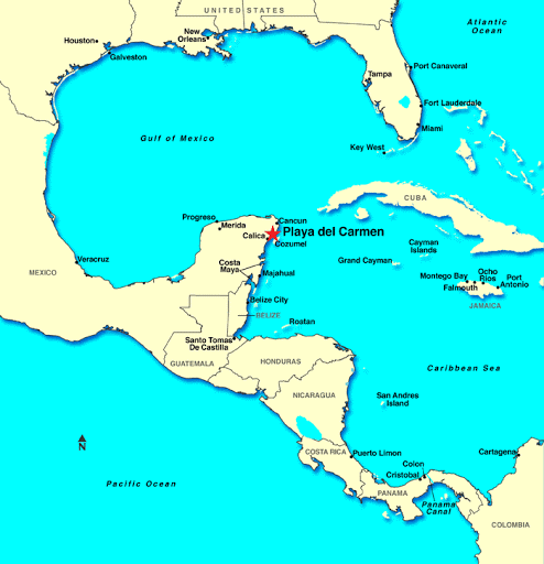 carte-mexique-playa-del-carmen-yucatan-plongee